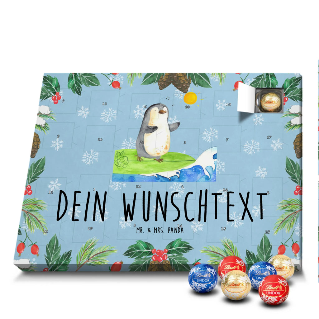Personalisierter Schoko Adventskalender Pinguin Surfer Personalisierter Adventskalender, Adventskalender mit Namen, Pinguin, Wellen Reiten, Pinguine, Urlaub, Wellen, Surfen, Surfer, Portugal, Hawaii