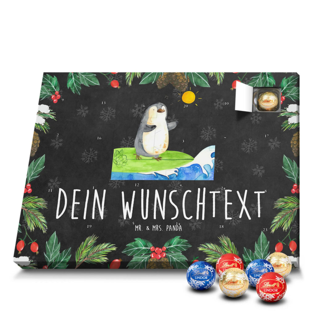 Personalisierter Schoko Adventskalender Pinguin Surfer Personalisierter Adventskalender, Adventskalender mit Namen, Pinguin, Wellen Reiten, Pinguine, Urlaub, Wellen, Surfen, Surfer, Portugal, Hawaii