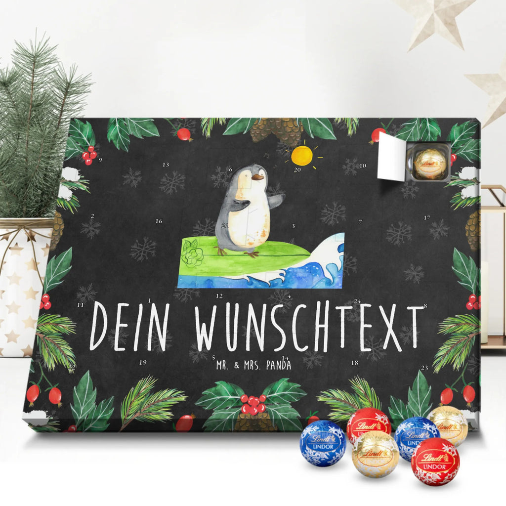 Personalisierter Schoko Adventskalender Pinguin Surfer Personalisierter Adventskalender, Adventskalender mit Namen, Pinguin, Wellen Reiten, Pinguine, Urlaub, Wellen, Surfen, Surfer, Portugal, Hawaii