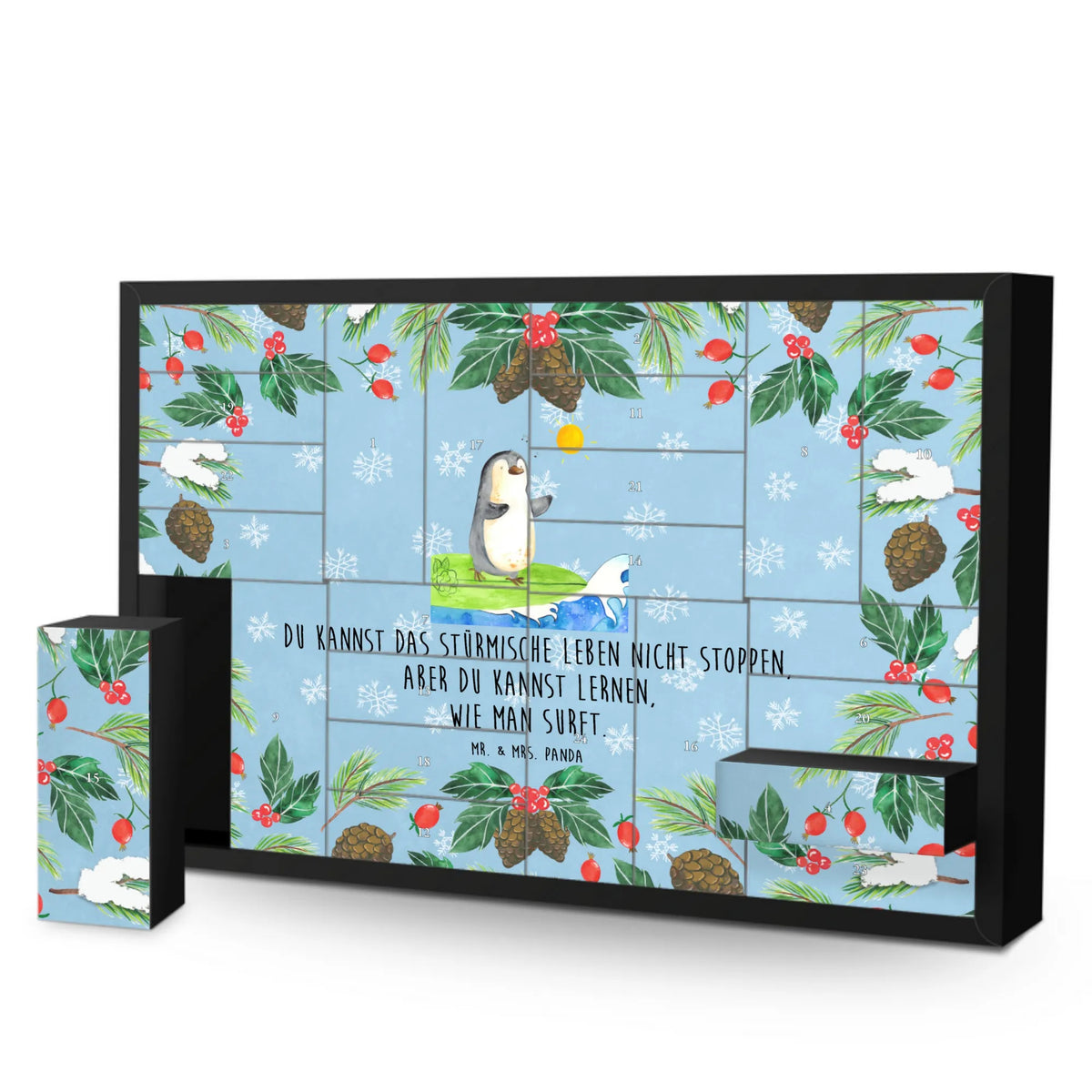 Befüllbarer Adventskalender Pinguin Surfer