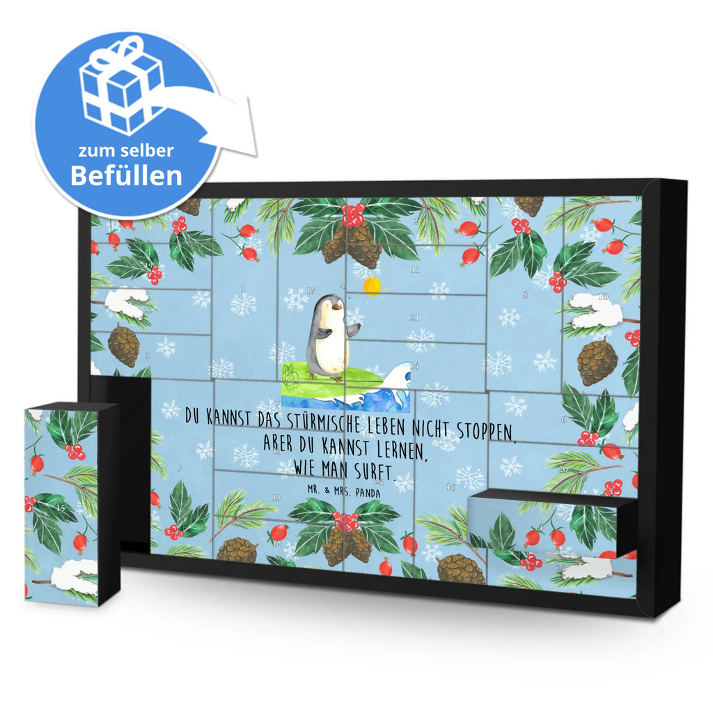 Fillable advent calendar Penguin surfer Penguins, North Pole, surfers, holidays, waves, wave riding, penguins, surfing