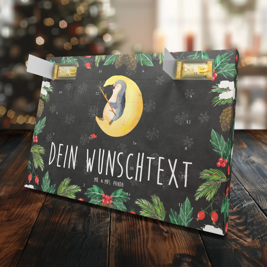 Personalisierter Marzipan Adventskalender Pinguin Mond Personalisierter Marzipan Adventskalender, Pinguin, Einschlafen, Schlafzimmer, Schlafstörungen, Pinguine, Gästezimmer, schlafen, Nachtruhe, Spruch