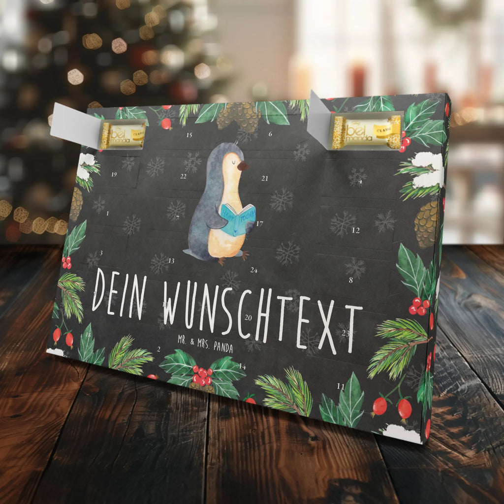 Personalisierter Marzipan Adventskalender Pinguin Buch Personalisierter Marzipan Adventskalender, Pinguin, Freizeit, Ferien, Nichtstun, Faulenzen, Pinguine, Buch, Lesen, Bücherwurm, Urlaub