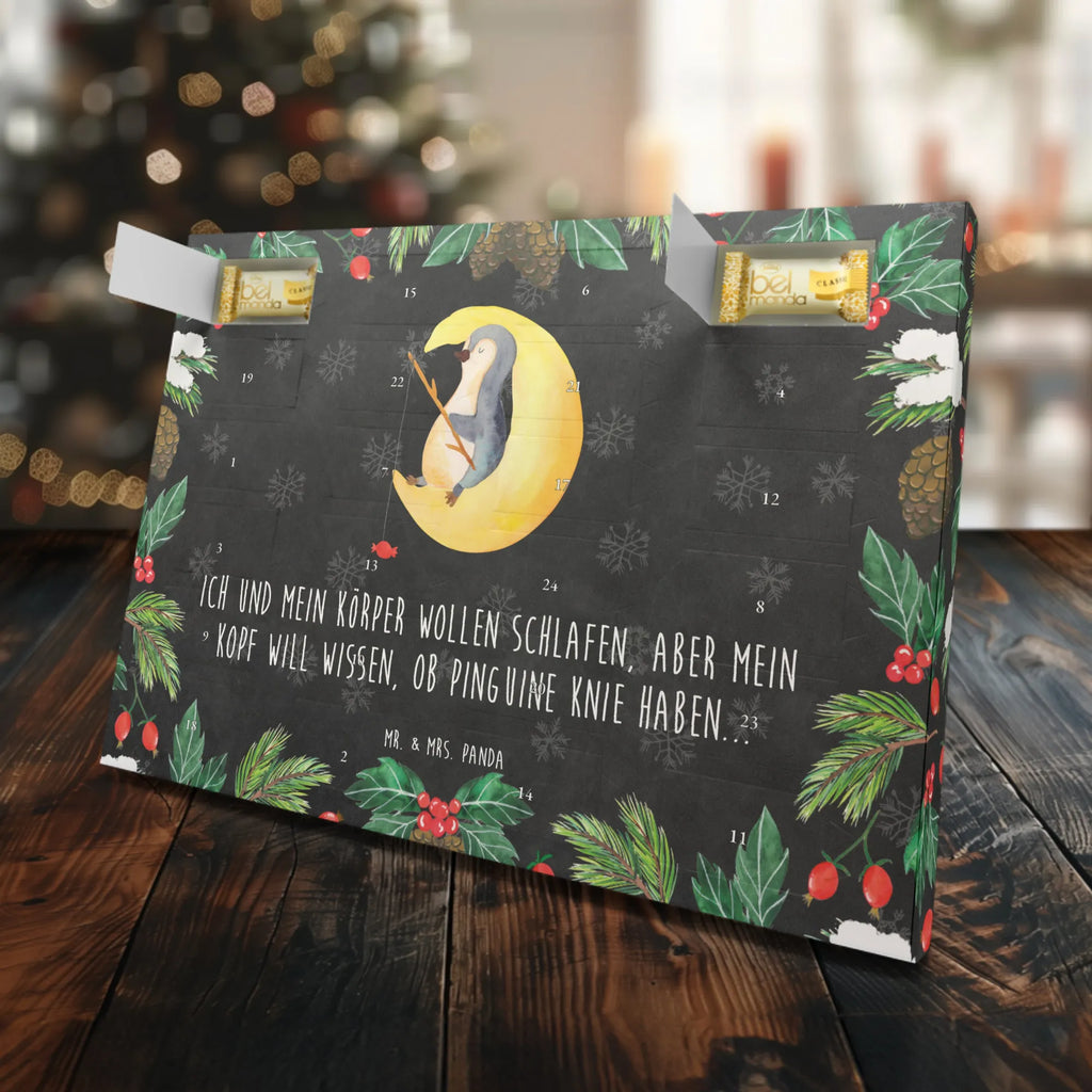 Marzipan Adventskalender Pinguin Mond Marzipan Adventskalender, Pinguin, Nachtruhe, Spruch, Schlafzimmer, Gästezimmer, Schlafstörungen, Pinguine, schlafen, Einschlafen