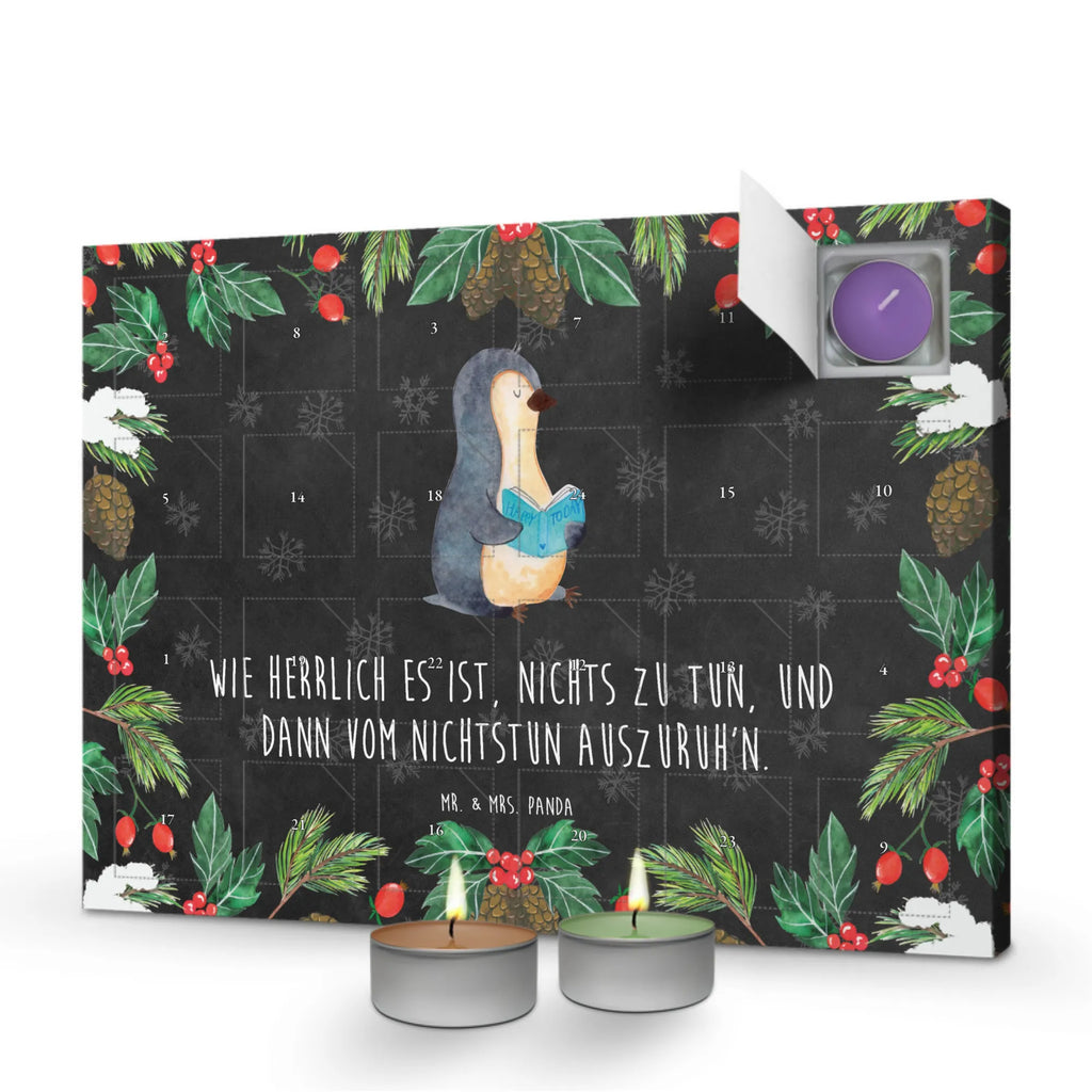 Scented candle advent calendar Penguin A book Penguins, North Pole, bookworm, lazing around, doing nothing, book, reading, leisure, vacation, penguins, holidays