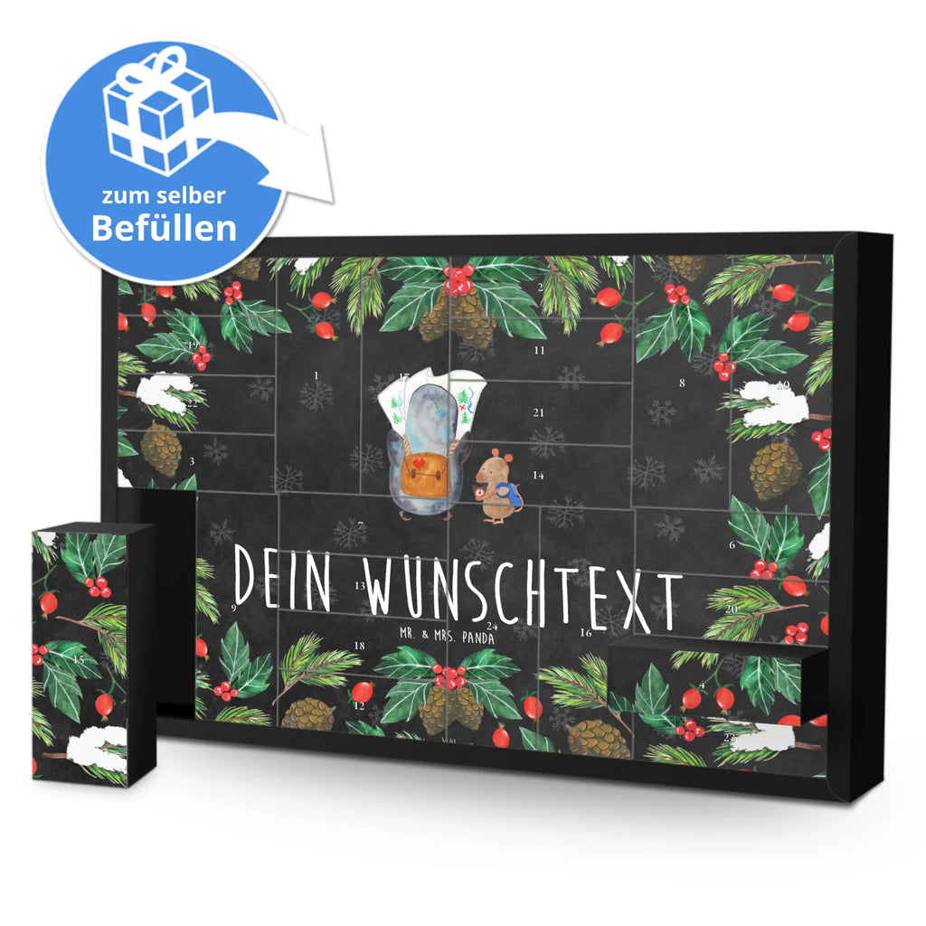 Personalisierter Befüllbarer Adventskalender Pinguin & Maus Wanderer Adventskalender Zum Selbst Befüllen, Befüllbarer Adventskalender, Pinguin, Abenteurer, Wanderlust, Roadtrip, Abenteuer, Wandern, Pinguine, Ausflug