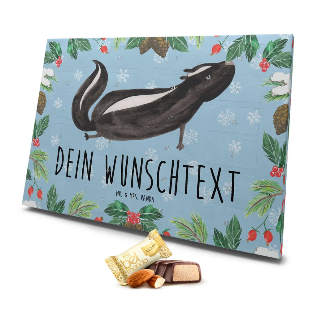 Personalisierter Marzipan Adventskalender Stinktier Yoga Personalisierter Marzipan Adventskalender, Stinktier, Skunk, Yoga, Stinki, Liebe, Lebe, Raubtier, Wildtier, Namaste, Lache, Stinker