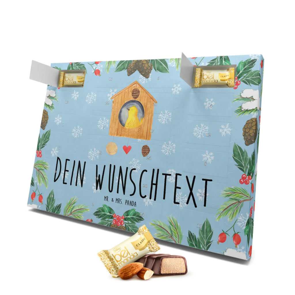 Personalisierter Marzipan Adventskalender Vogelhaus Home Personalisierter Marzipan Adventskalender, Tiermotive, Gute Laune, lustige Sprüche, Tiere, Home sweet Home, Hausbau, Einzugsgeschenk, Haus, Umzug, Einzug, Vogelhaus, Vogel, Geschenk