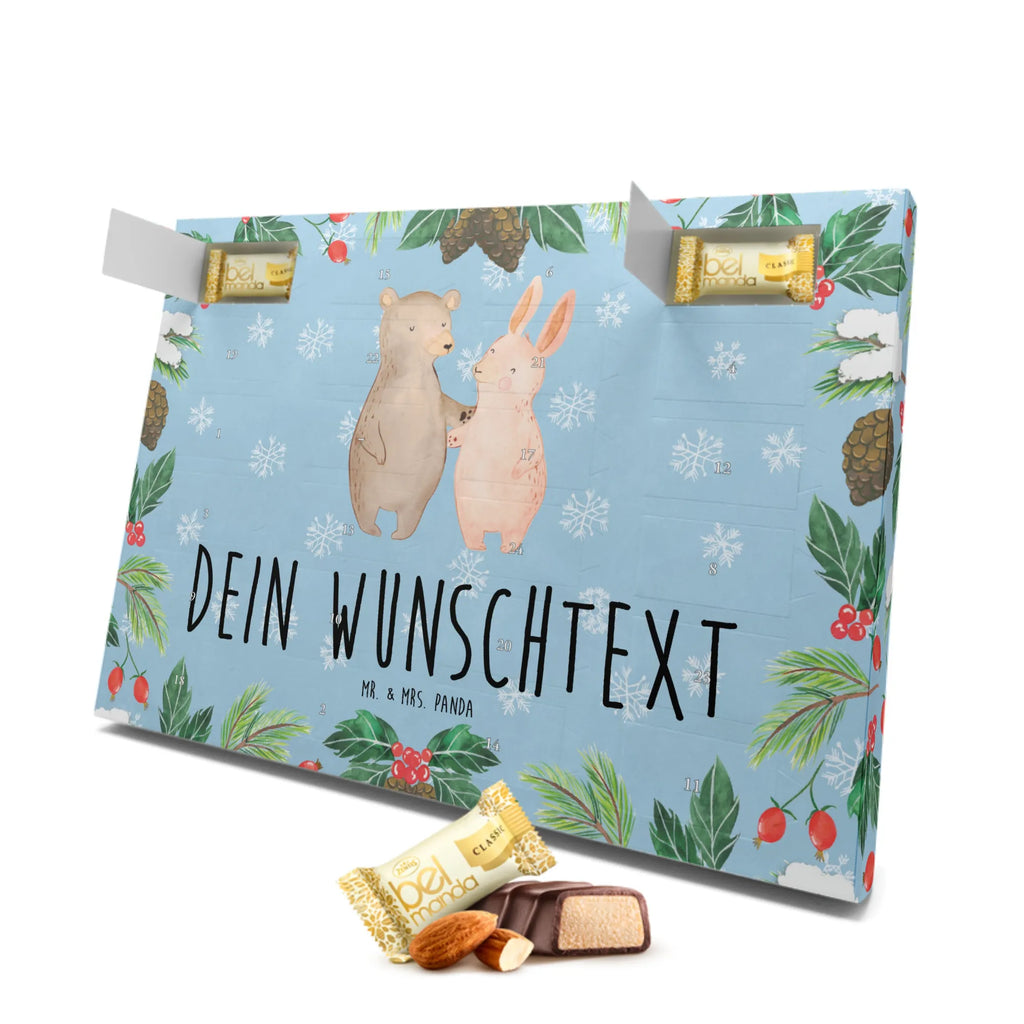 Personalisierter Marzipan Adventskalender Bär und Hase Umarmen Personalisierter Marzipan Adventskalender, Liebe, Partner, Freund, Freundin, Ehemann, Ehefrau, Heiraten, Verlobung, Heiratsantrag, Liebesgeschenk, Jahrestag, Hocheitstag, bester Freund, Freunde, Hase, Bär, best friends, Bärchen