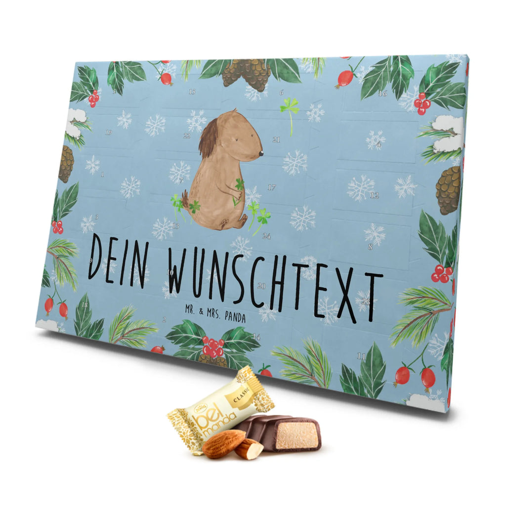 Personalisierter Marzipan Adventskalender Hund Kleeblatt Personalisierter Marzipan Adventskalender, Hund, Hundemotiv, Haustier, Hunderasse, Tierliebhaber, Hundebesitzer, Sprüche, Tagträume, Selbstliebe, Glücksbringer, Kleeblatt, Achtsamkeit, Motivation, Glück, Geschenk, Neuanfang