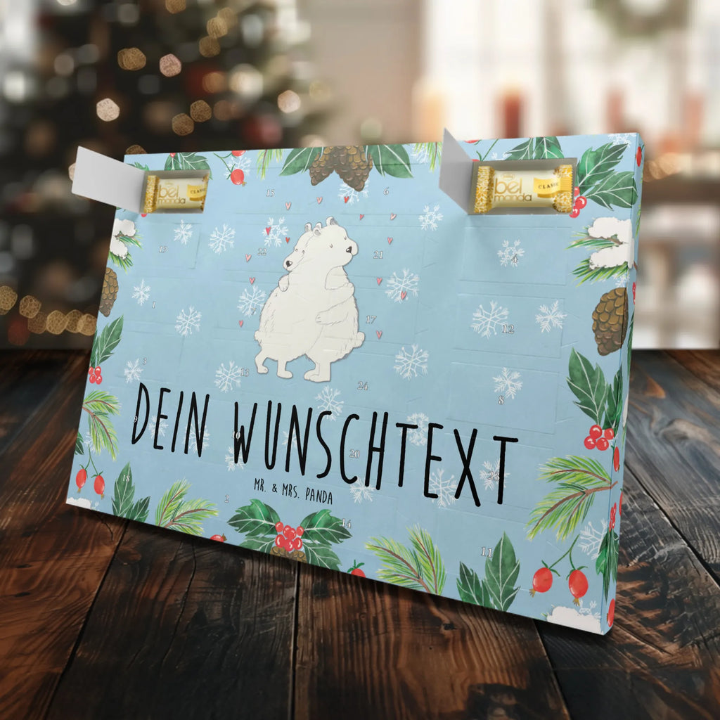 Personalisierter Marzipan Adventskalender Eisbär Umarmen Personalisierter Marzipan Adventskalender, Tiermotive, Gute Laune, lustige Sprüche, Tiere