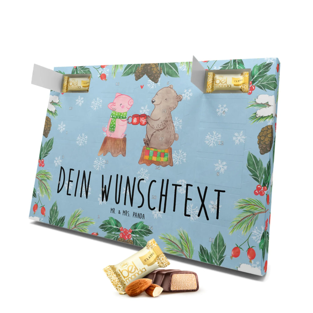 Personalisierter Marzipan Adventskalender Glühschwein Sause Personalisierter Marzipan Adventskalender, Winter, Weihnachten, Weihnachtsdeko, Nikolaus, Advent, Heiligabend, Wintermotiv, Weihnachtszeit, Schwein, Prost, Alles Gute, Bär