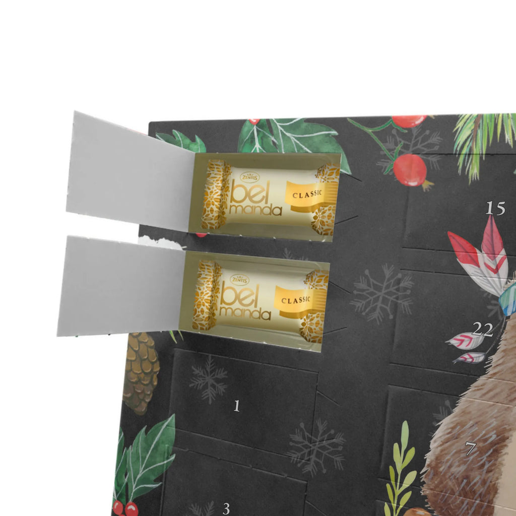 Personalisierter Marzipan Adventskalender Igel Federschmuck Personalisierter Marzipan Adventskalender, Waldtiere, Tiere, Camping, Lagerfeuer, Indianer, Igel, Abenteuer
