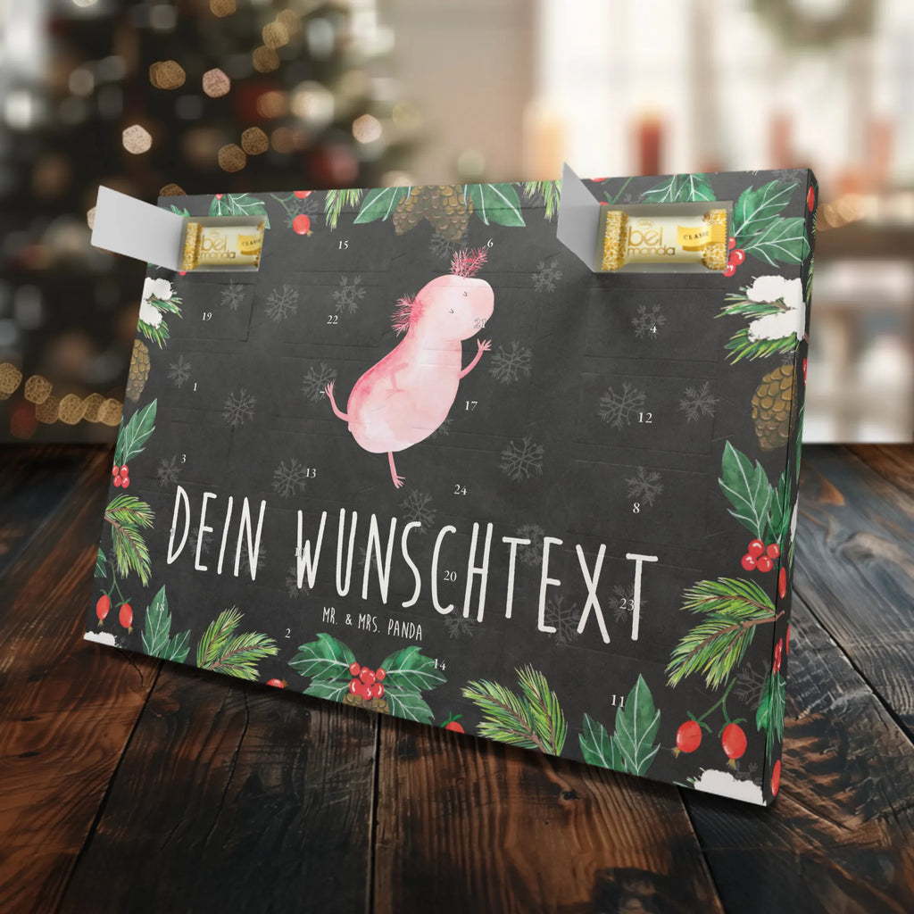 Personalisierter Marzipan Adventskalender Axolotl Tanzen Personalisierter Marzipan Adventskalender, Axolotl, Molch, beste Freundin, Lurche, Lurch, Sterne, Dachschaden, verrückt, Axolot, Freundin, Schwanzlurch