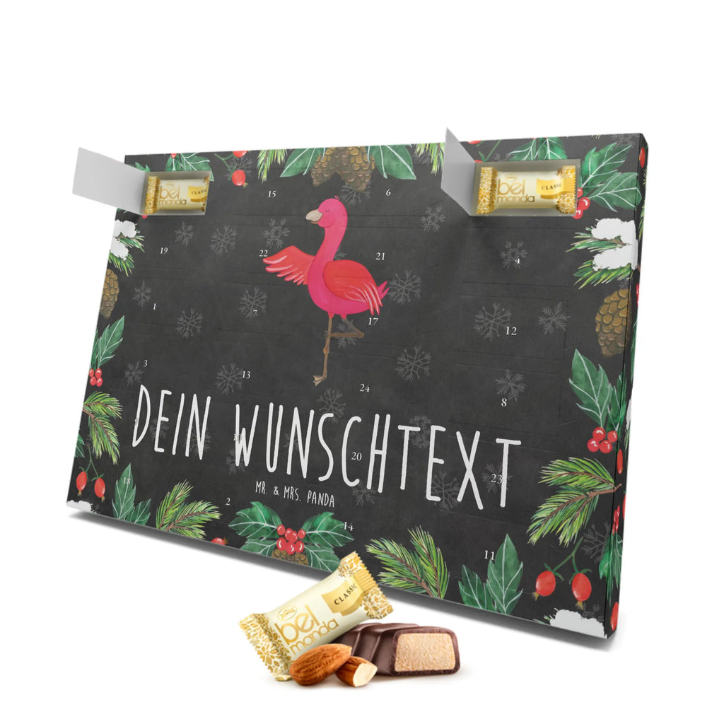 Personalisierter Marzipan Adventskalender Flamingo Yoga Personalisierter Marzipan Adventskalender, Flamingo, Yoga, Vogel, Tiefenentspannung, Yoga-Übung, Achtsamkeit, Namaste, Ärger, Aufregen, Entspannung