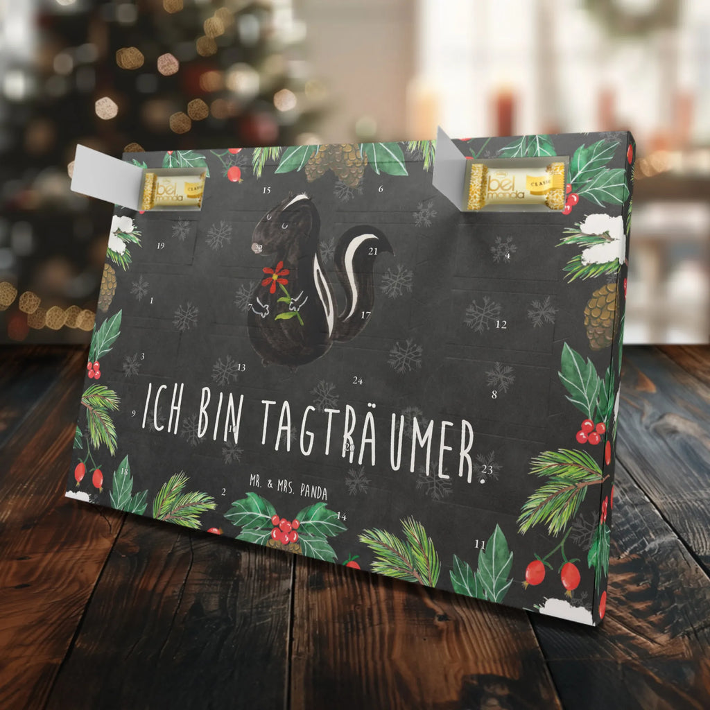 Marzipan Adventskalender Stinktier Blume Marzipan Adventskalender, Stinktier, Skunk, Tagträumer, Träume, Wildtier, Stinki, Dreams, verträumt, Stinker, Raubtier