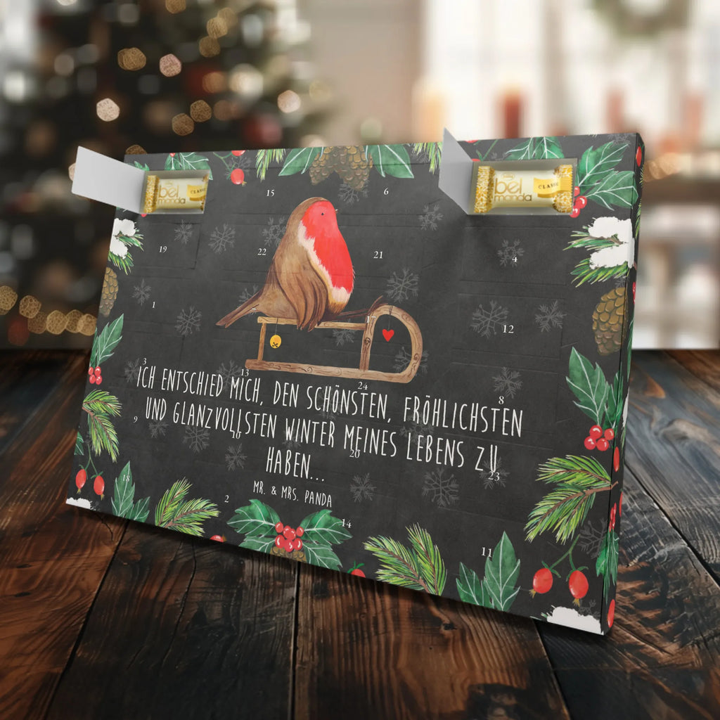 Marzipan Adventskalender Rotkehlchen Schlitten Marzipan Adventskalender, Winter, Weihnachten, Weihnachtsdeko, Nikolaus, Advent, Heiligabend, Wintermotiv, Vogel, Schlitten