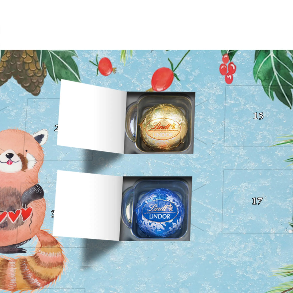 Chocolate advent calendar red panda gift ideas, gifts, small animals, good mood, cute, funny sayings, cute animal motives, hand drawn, special gifts, card, animal lover, favourite person, darling, red, heart
