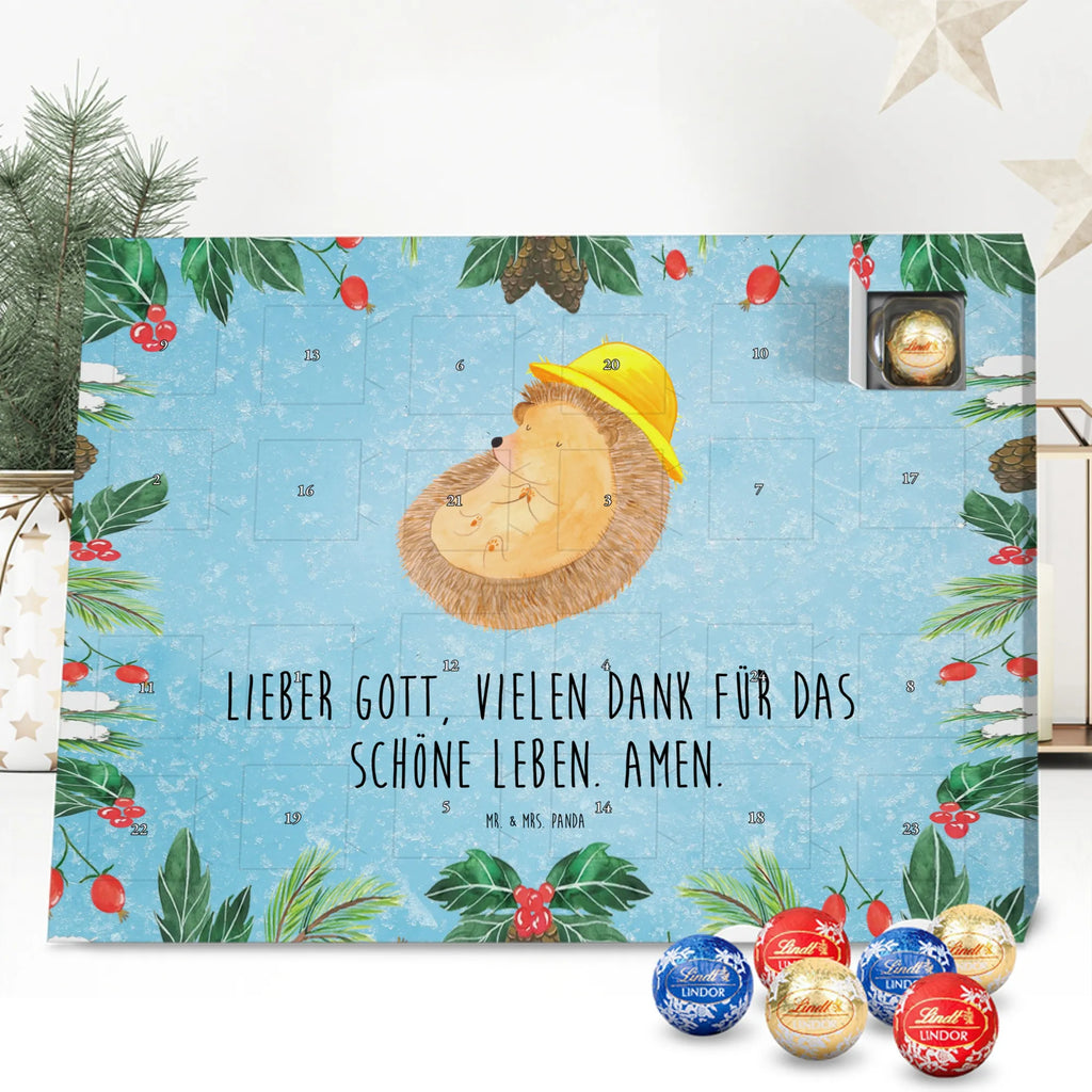 Chocolate advent calendar Hedgehog Pray gift ideas, gifts, small animals, good mood, cute, funny sayings, cute animal motives, hand drawn, special gifts, card, animal lover, pray, God, sun hat, enjoy, hedgehog with hat, gratitude, be grateful