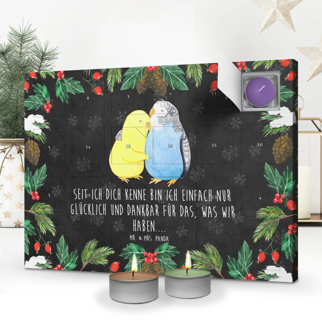 Scented candle advent calendar Parakeets in love Loving, Two, gift for him, gift for her, Love gift, Together, anniversary gift, Proposal of marriage, Marriage, budgie, closeness, cuddling, trust, birds