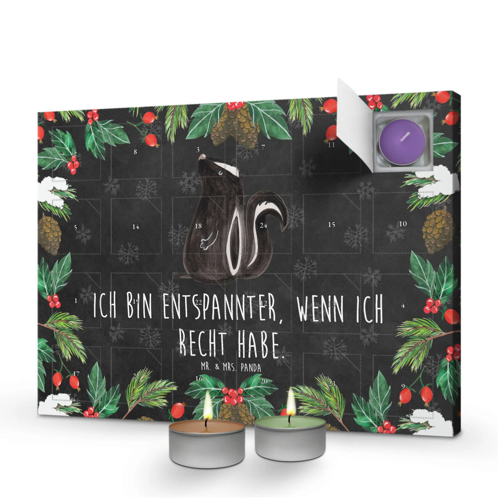 Scented candle advent calendar skunk Sit law, predator, wild animal, know-it-all, stinky
