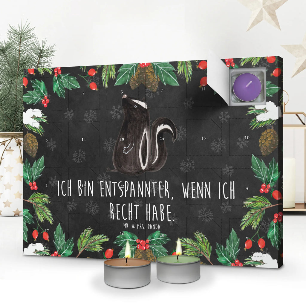 Scented candle advent calendar skunk Sit law, predator, wild animal, know-it-all, stinky