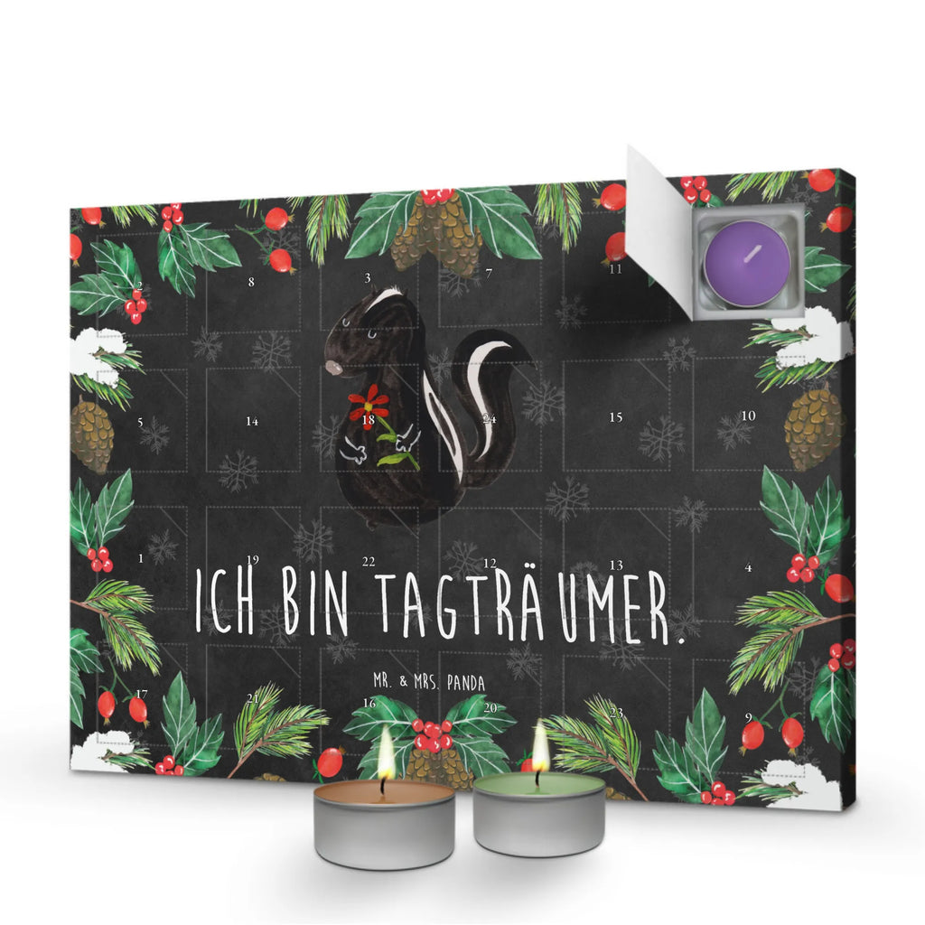 Scented candle advent calendar skunk flower stink, dreamy, daydreamer, predator, wild animal