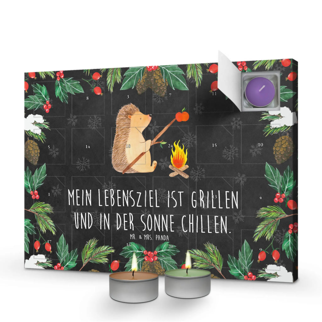 Scented candle advent calendar Hedgehog grilling card, gift ideas, gifts, animal lover, special gifts, cute animal motives, hand drawn, small animals, good mood, cute, funny sayings, saying, unemployed, goals, meaning of life