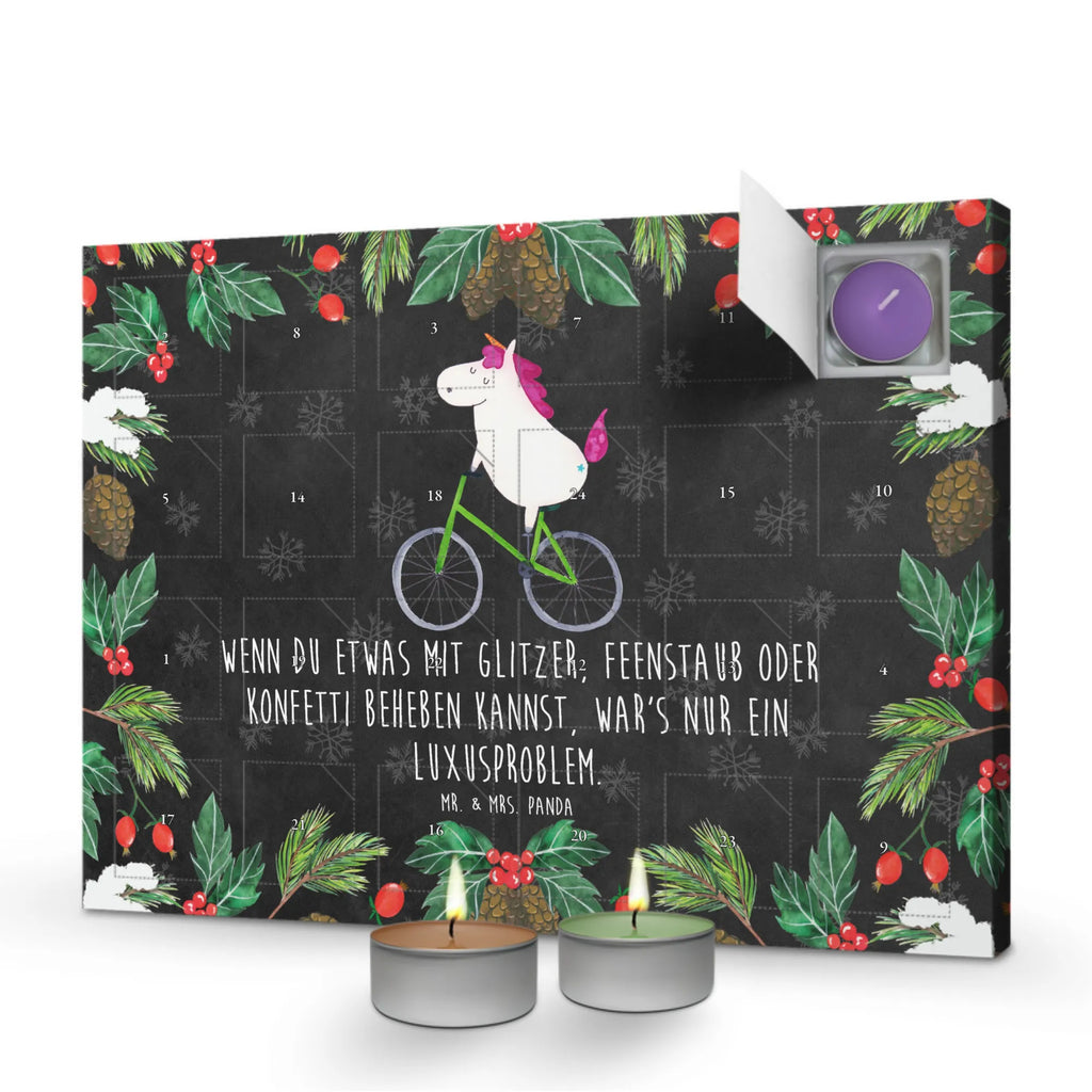 Scented candle advent calendar unicorn cyclist luxury problem, cycling, wheel, confetti, present, cyclist gift, fairy dust, grief, love affliction