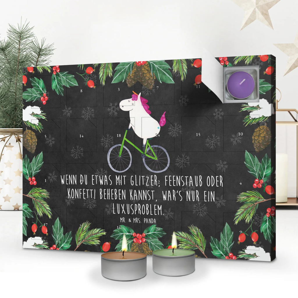 Scented candle advent calendar unicorn cyclist luxury problem, cycling, wheel, confetti, present, cyclist gift, fairy dust, grief, love affliction
