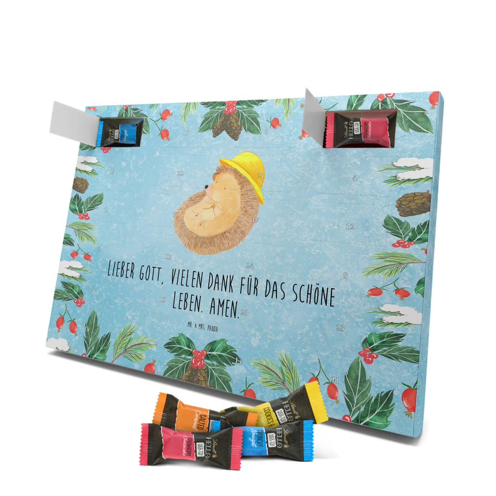 Chocolate advent calendar Hedgehog Pray gift ideas, gifts, small animals, good mood, cute, funny sayings, cute animal motives, hand drawn, special gifts, card, animal lover, pray, God, sun hat, enjoy, hedgehog with hat, gratitude, be grateful