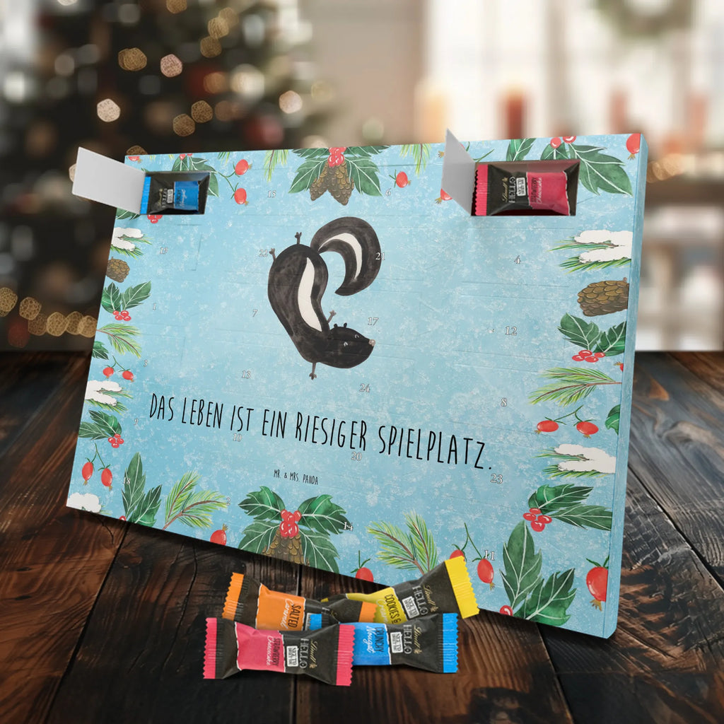 Chocolate advent calendar skunk handstand child, stink, playful, playground, wild animal, predator