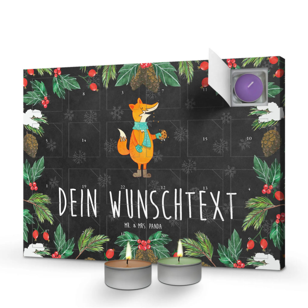 Personalisierter Duftkerzen Adventskalender Fuchs Keks Personalisierter Duftkerzen Adventskalender, Fuchs, Füchse, Winter, Weihnachtszeit, Backen Spruch, Plätzchen, Küche Deko, Liebe, Kekse