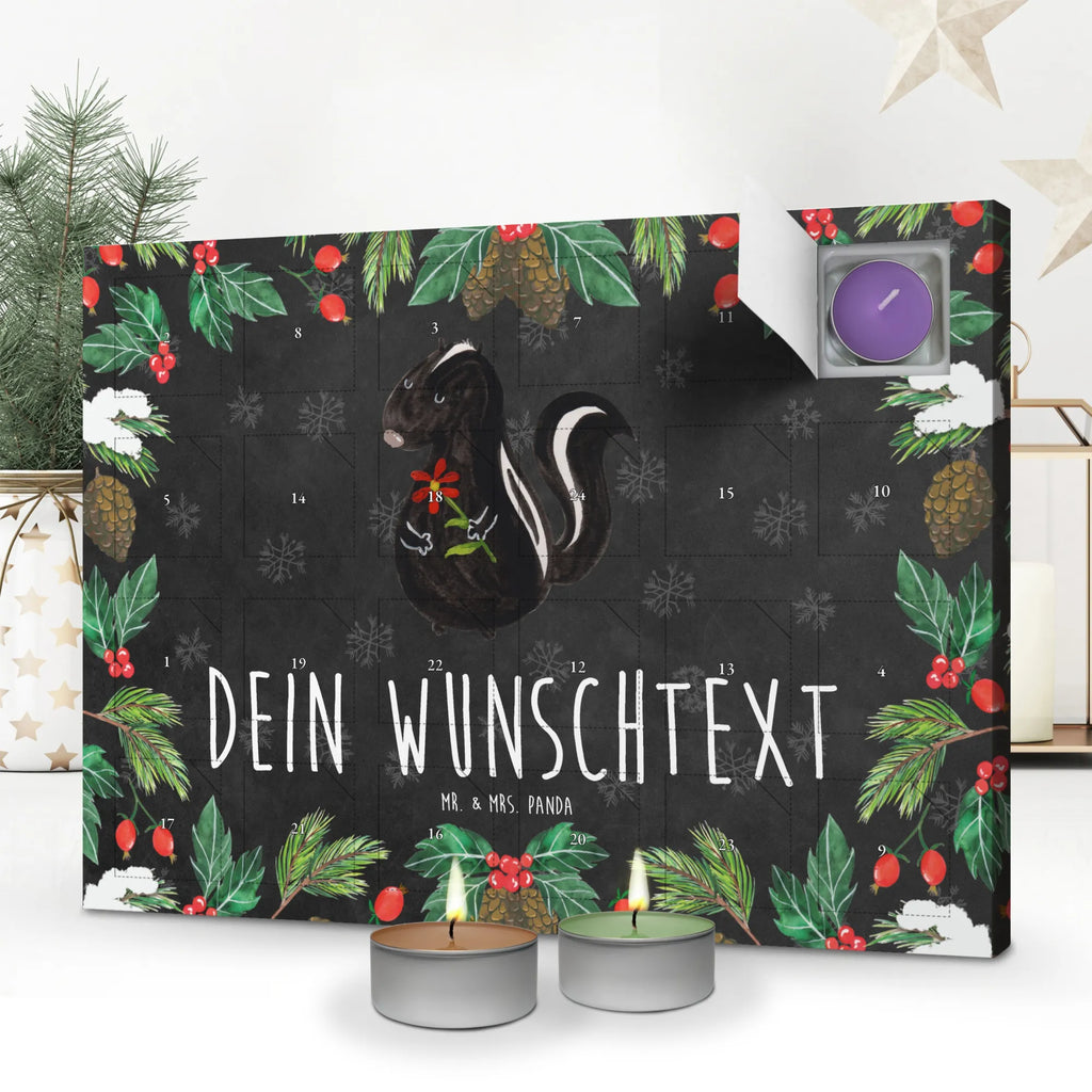 Personalisierter Duftkerzen Adventskalender Stinktier Blume Personalisierter Duftkerzen Adventskalender, Skunk, Stinktier, Verträumt, Raubtier, Tagträumer, Träume, Stinki, Wildtier, Dreams, Stinker