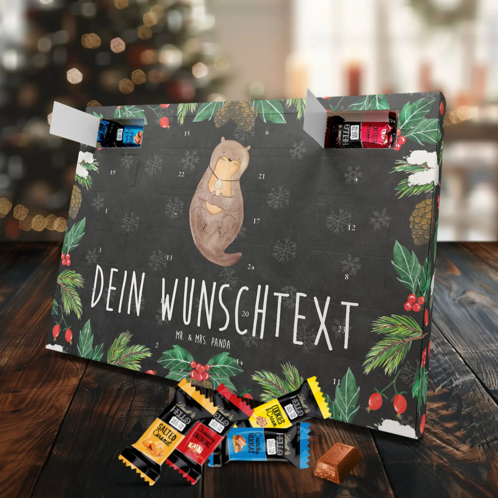 Personalisierter Schoko Adventskalender Otter Muschel Adventskalender mit Namen, Personalisierter Adventskalender, Otter, Fischotter, Seeotter, Grübeln, Büro, Motivation, Tagträumen, Otterliebe, Träumen