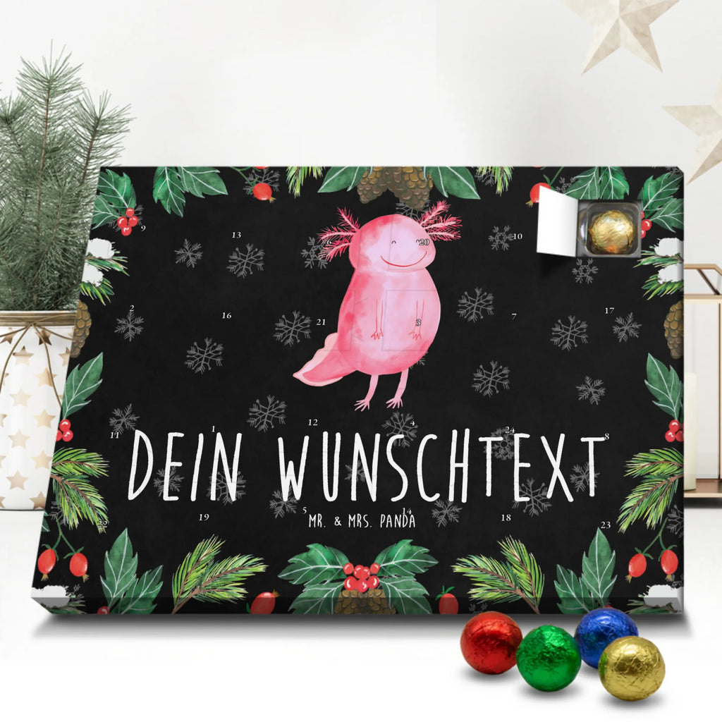 Personalisierter Schoko Adventskalender Axolotl Glücklich Personalisierter Adventskalender, Adventskalender mit Namen, Molch, Axolotl, Axolot, Lurch, Lurche, Schwanzlurch, Motivation, Gute Laune
