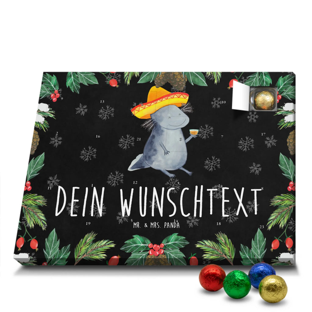 Personalisierter Schoko Adventskalender Axolotl Tequila Adventskalender mit Namen, Personalisierter Adventskalender, Molch, Axolotl, Spruch, Sombrero, Mexico, Motivation, Schwanzlurch, Tequila, Lurch, Lurche, Feuersalamander, Feuerdrache, Mexiko, Axolot, Zitrone