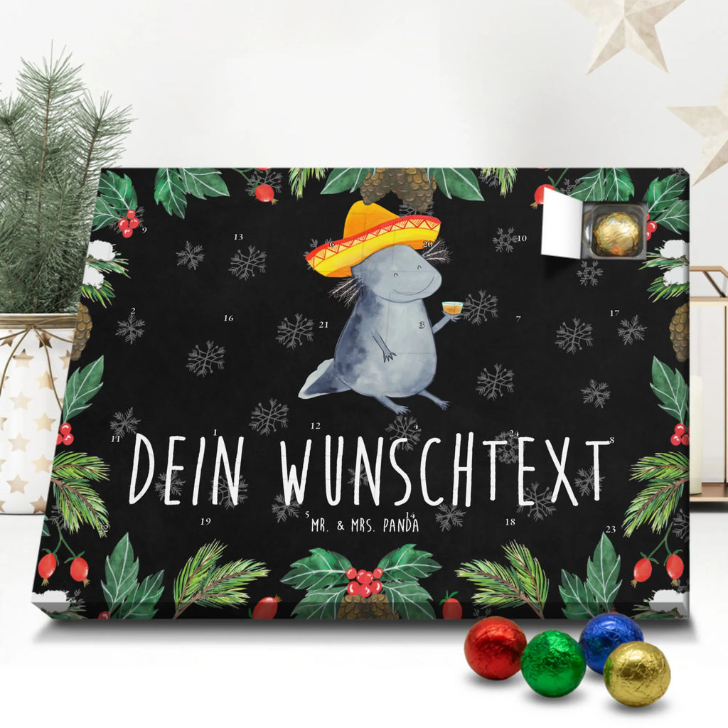 Personalisierter Schoko Adventskalender Axolotl Tequila Adventskalender mit Namen, Personalisierter Adventskalender, Molch, Axolotl, Spruch, Sombrero, Mexico, Motivation, Schwanzlurch, Tequila, Lurch, Lurche, Feuersalamander, Feuerdrache, Mexiko, Axolot, Zitrone