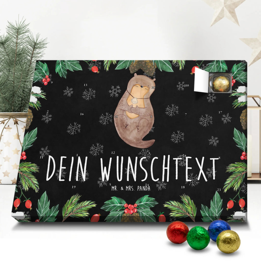 Personalisierter Schoko Adventskalender Otter Muschel Adventskalender mit Namen, Personalisierter Adventskalender, Otter, Fischotter, Seeotter, Grübeln, Büro, Motivation, Tagträumen, Otterliebe, Träumen