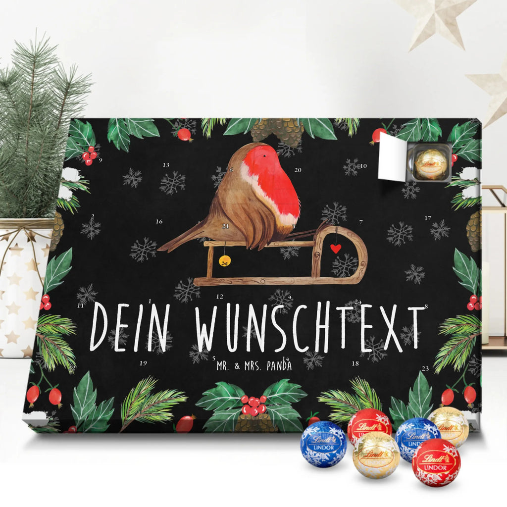 Adventskalender mit Namen Rotkehlchen Schlitten Personalisierter Adventskalender, Adventskalender mit Namen, Wintermotiv, Weihnachtsdeko, Weihnachten, Winter, Heiligabend, Advent, Nikolaus, Vogel, Schlitten