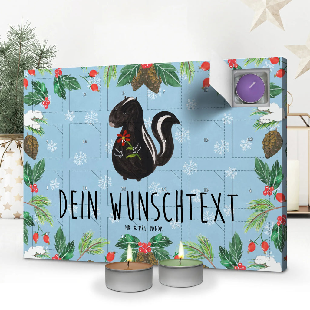 Personalisierter Duftkerzen Adventskalender Stinktier Blume Personalisierter Duftkerzen Adventskalender, Skunk, Stinktier, Verträumt, Raubtier, Tagträumer, Träume, Stinki, Wildtier, Dreams, Stinker