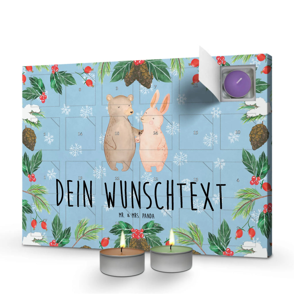 Personalisierter Duftkerzen Adventskalender Bär und Hase Umarmen Personalisierter Duftkerzen Adventskalender, Freundin, Jahrestag, Verlobung, Liebesgeschenk, Ehefrau, Heiratsantrag, Heiraten, Hocheitstag, Freund, Ehemann, Partner, Liebe, Hase, Freunde, Bärchen, Bester Freund, Best Friends, Bär