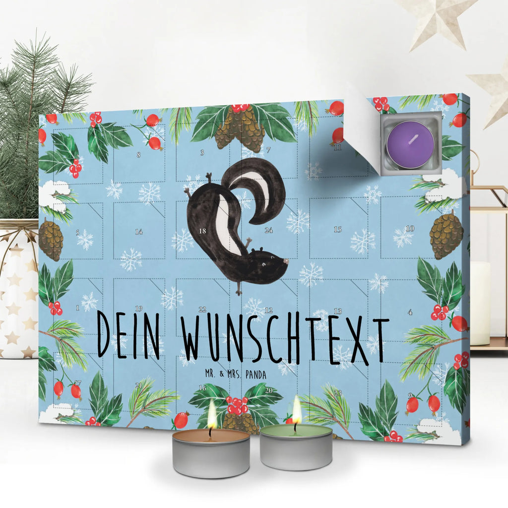 Personalisierter Duftkerzen Adventskalender Stinktier Handstand Personalisierter Duftkerzen Adventskalender, Stinktier, Skunk, Raubtier, Verpielt, Stinki, Spielplatz, Kind, Wildtier, Stinker