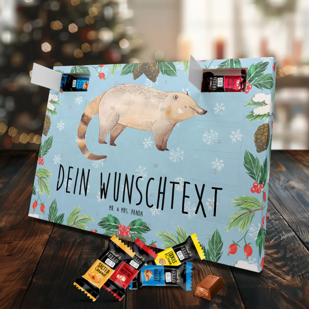 Adventskalender mit Namen Nasenbär Adventskalender mit Namen, Personalisierter Adventskalender, Tiere, Tiermotive, Lustige Sprüche, Gute Laune, Bär, Rüsselbär, Nasenbär, Nasenbären