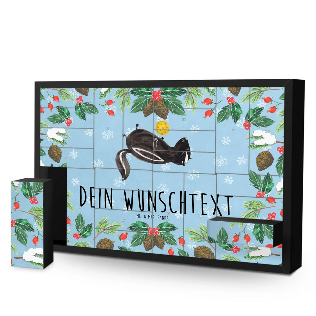 Personalisierter Befüllbarer Adventskalender Stinktier Ball Adventskalender Zum Selbst Befüllen, Befüllbarer Adventskalender, Skunk, Stinktier, Stinker, Verspielt, Wildtier, Raubtier, Stinki, Weisheit