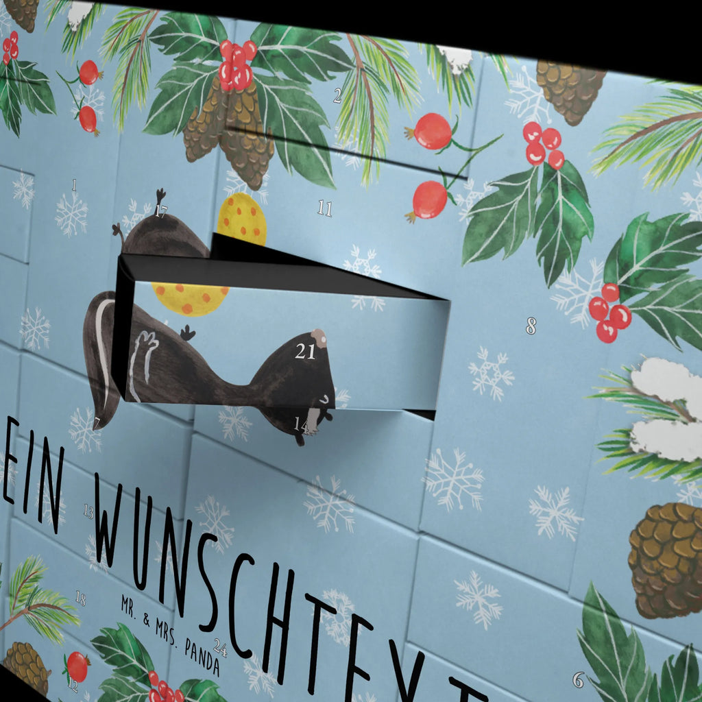 Personalisierter Befüllbarer Adventskalender Stinktier Ball Adventskalender Zum Selbst Befüllen, Befüllbarer Adventskalender, Skunk, Stinktier, Stinker, Verspielt, Wildtier, Raubtier, Stinki, Weisheit