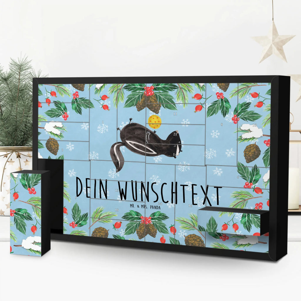 Personalisierter Befüllbarer Adventskalender Stinktier Ball Adventskalender Zum Selbst Befüllen, Befüllbarer Adventskalender, Skunk, Stinktier, Stinker, Verspielt, Wildtier, Raubtier, Stinki, Weisheit