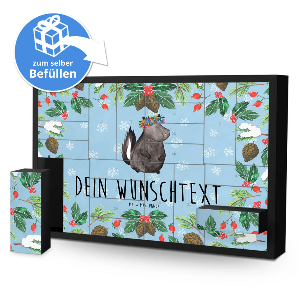 Personalisierter Befüllbarer Adventskalender Stinktier Mädchen Adventskalender Zum Selbst Befüllen, Befüllbarer Adventskalender, Skunk, Stinktier, Namaste, Stinker, Stinki, Raubtier, Wildtier, Yoga