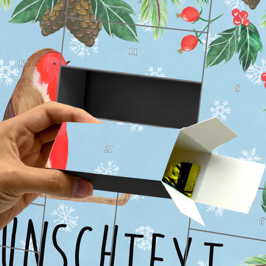 Personalisierter Befüllbarer Adventskalender Rotkehlchen Schlitten Adventskalender Zum Selbst Befüllen, Befüllbarer Adventskalender, Advent, Heiligabend, Winter, Wintermotiv, Weihnachten, Weihnachtsdeko, Nikolaus, Vogel, Schlitten