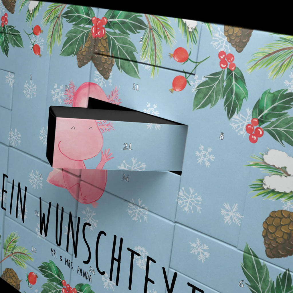 Personalisierter Befüllbarer Adventskalender Axolotl Hurra Adventskalender Zum Selbst Befüllen, Befüllbarer Adventskalender, Axolotl, Molch, Spaß, Axolot, Zufriedenheit, Fröhlich, Freude, Lurch, Schwanzlurch, Lurche, Motivation